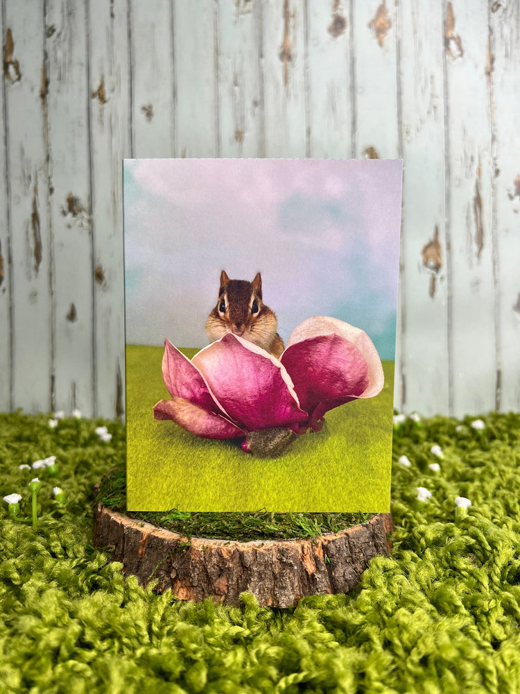 Chipmunk Magnolia Flower 2 Notecard