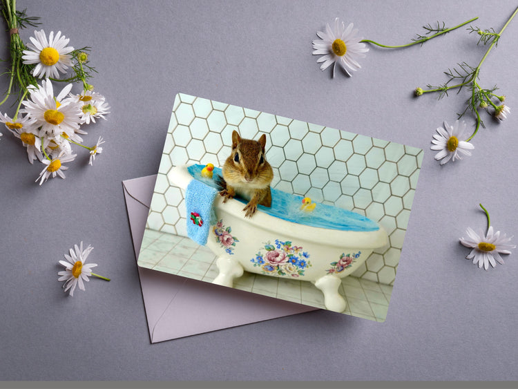 Chipmunk Bath Notecard