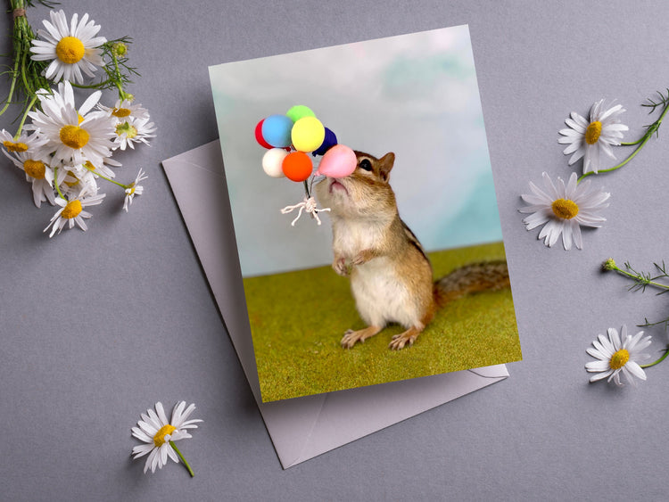 Chipmunk Balloons Notecard