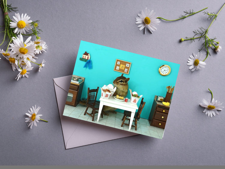 Chipmunk Chinese Food Notecard