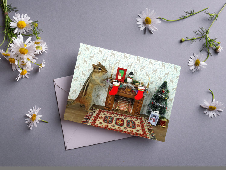 Chipmunk Christmas Stockings Notecard