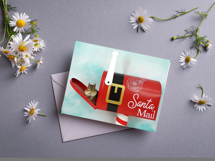 Chipmunk Santa Mail Notecard