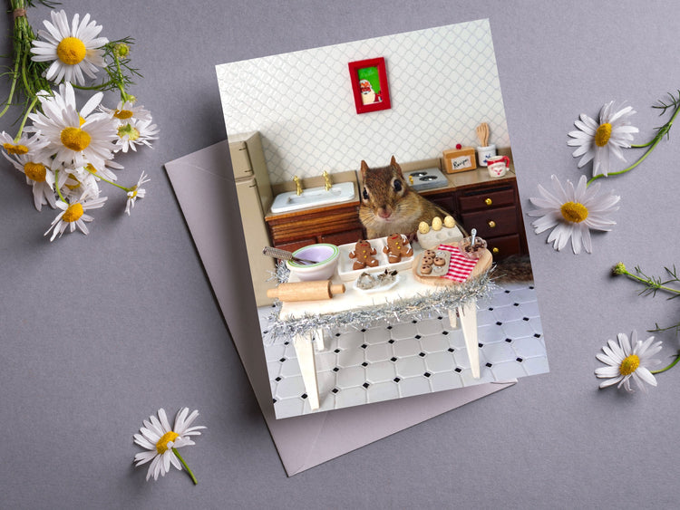 Chipmunk Christmas Cookies Notecard