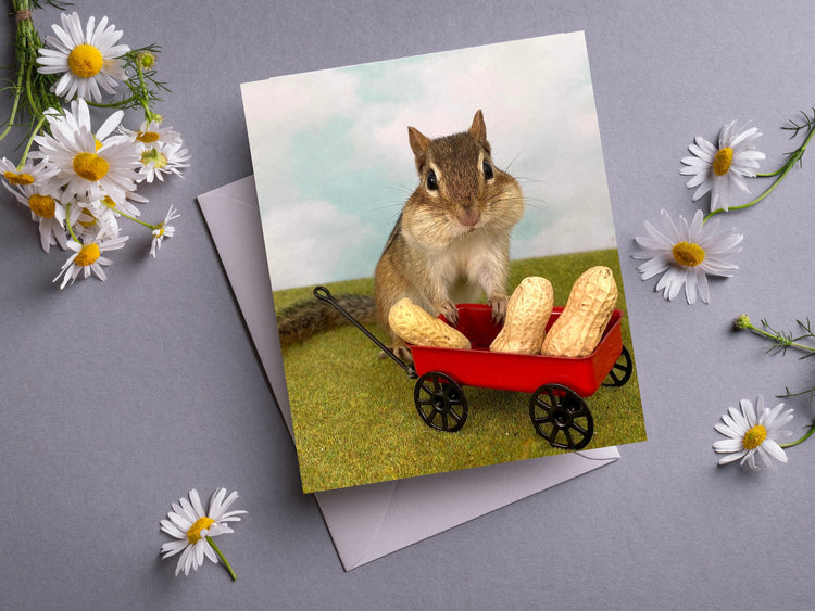 Chipmunk Red Wagon Notecard