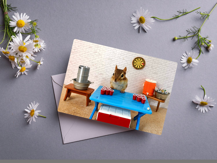 Chipmunk flip cup Notecard