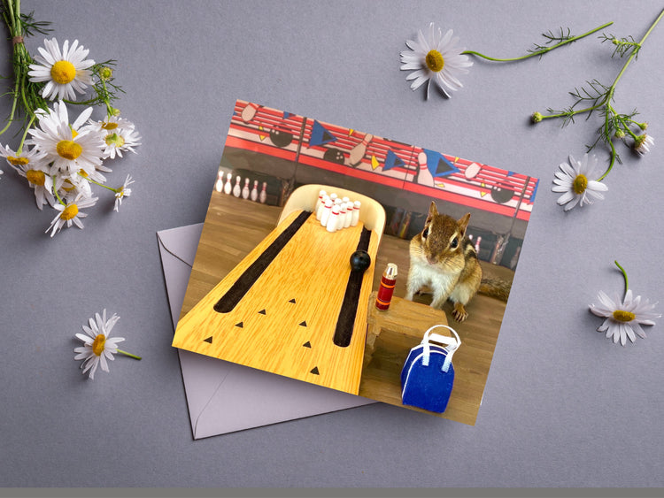 Chipmunk Bowling Notecard