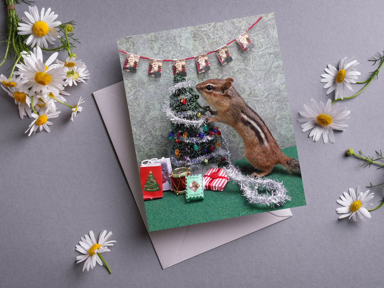 Chipmunk Christmas Tree Notecard