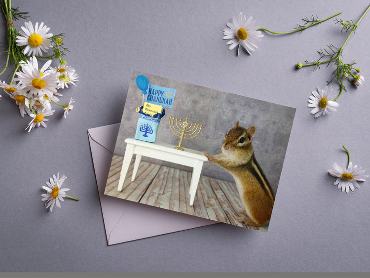 Chipmunk Hanukkah Chanukah Notecard