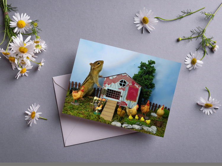 Chipmunk Chicken Coop Notecard