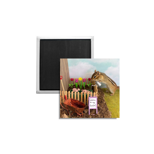 Chipmunk Gardening Magnet Square