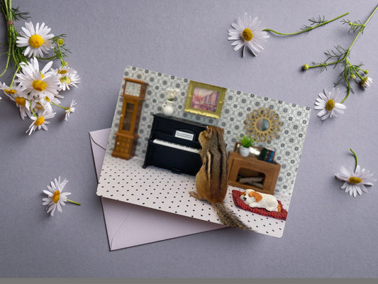 Chipmunk Playing Piano Notecard