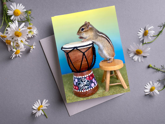 Chipmunk Drumming Notecard