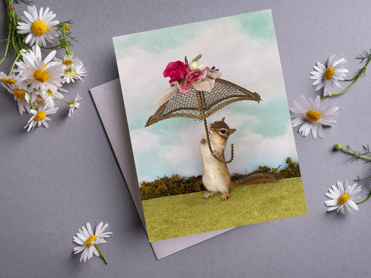 Chipmunk Umbrella Notecard