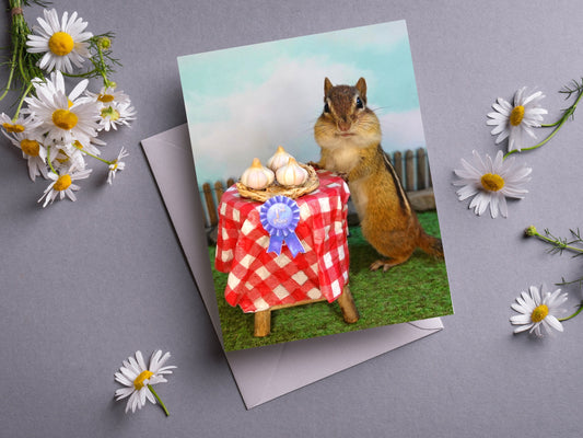 Chipmunk with Garlic Notecard