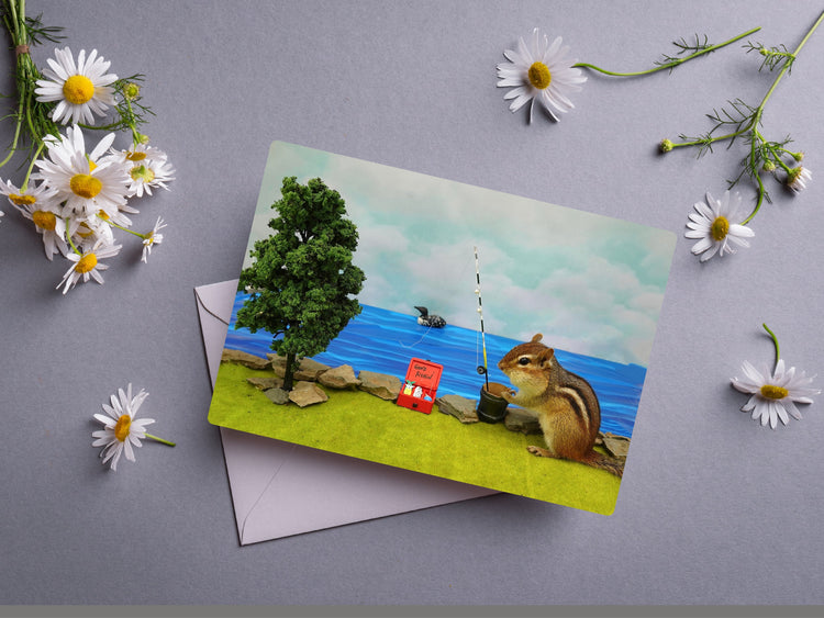 Chipmunk Fishing Notecard
