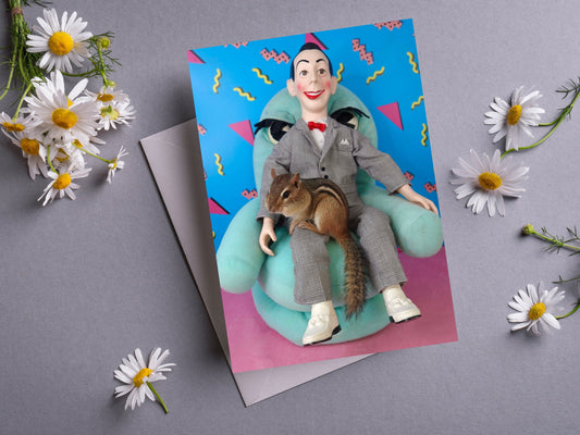 Chipmunk with Pee Wee Herman and Chairry Notecard