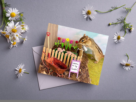 Chipmunk Gardening Notecard