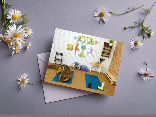Chipmunk Doing Yoga 2 Notecard