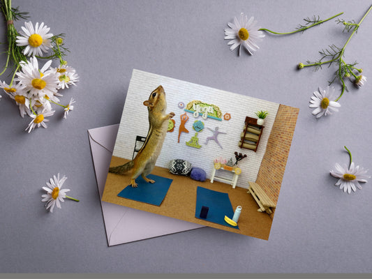 Chipmunk Doing Yoga Notecard