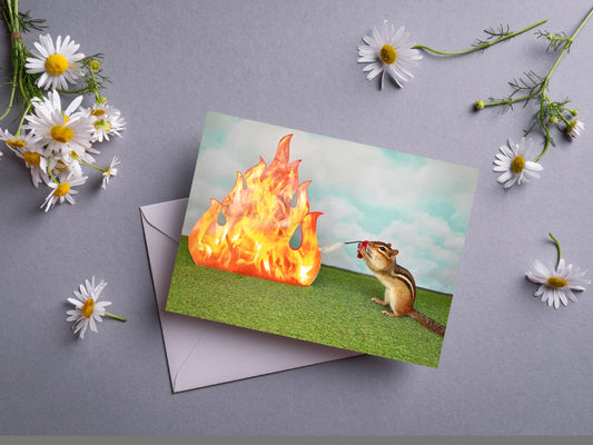 Chipmunk Firefighter Notecard