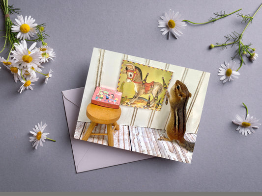 Chipmunk Pin the Tail on the Donkey Notecard