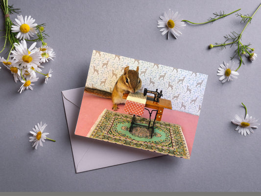 Chipmunk Sewing  Notecard