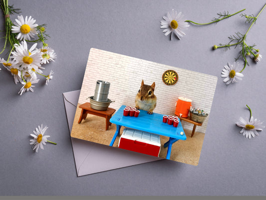 Chipmunk flip cup Notecard