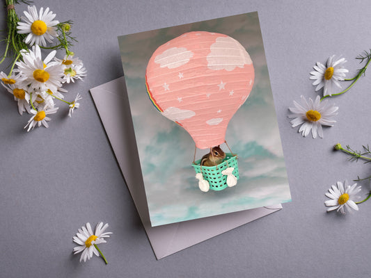 Chipmunk Hot Air Balloon Notecard