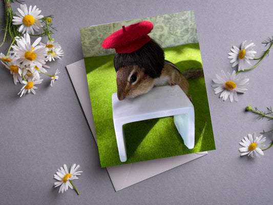 Chipmunk in a Beret Notecard