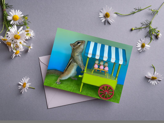 Chipmunk Ice Cream Cart Notecard