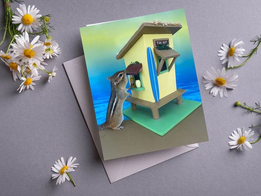 Chipmunk Tiki Bar Notecard