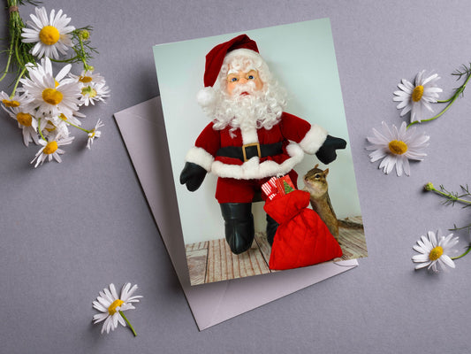 Chipmunk with Santa Notecard