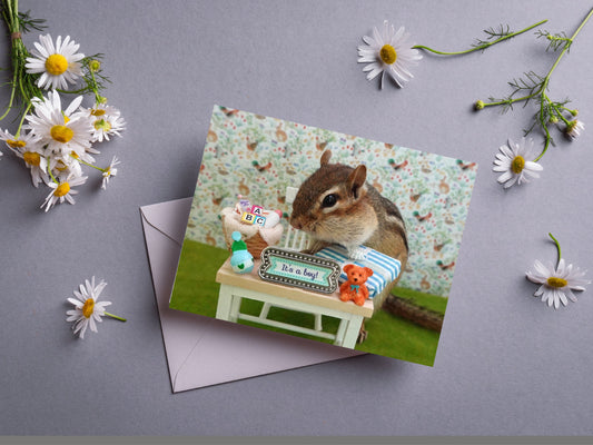 Chipmunk It's a Boy Notecard