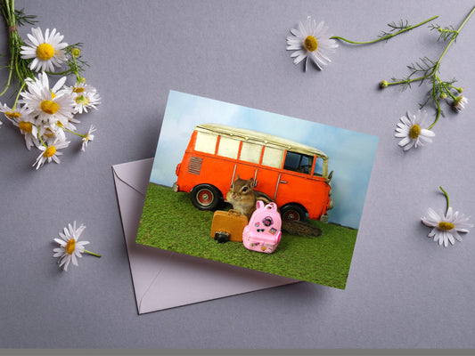 Chipmunk Volkswagen Bus Notecard