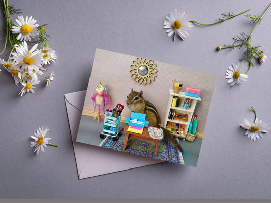 Chipmunk in her Craft Room Notecard